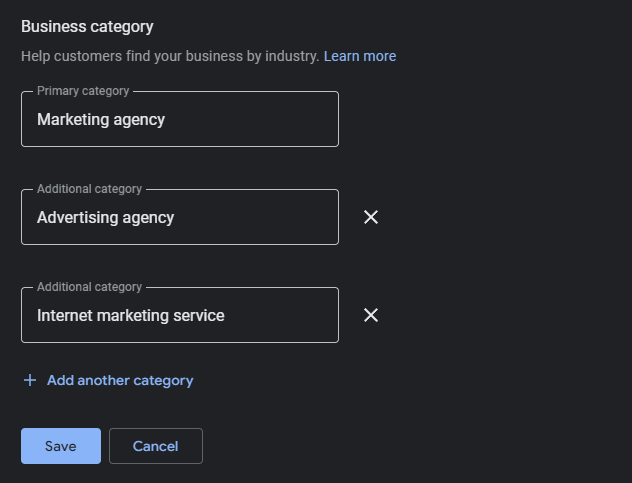 local pack rankings select categories