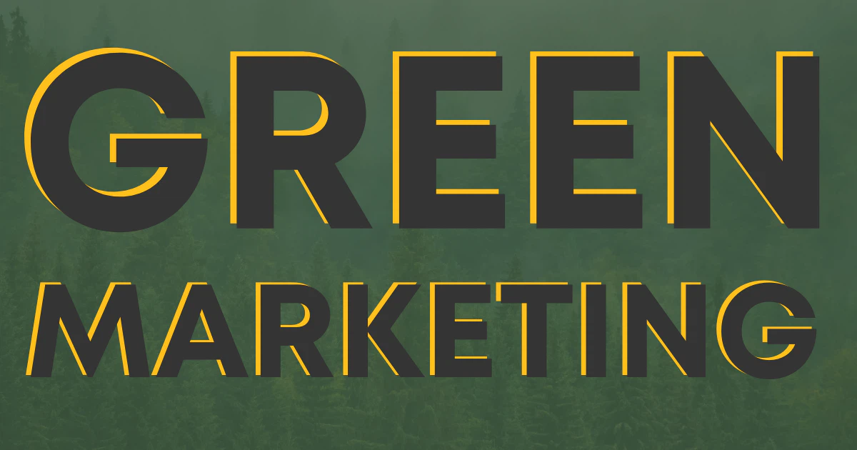 The words 'Green Marketing' in a illustrative format.